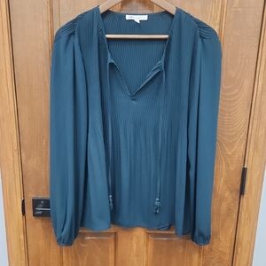 DR2 Blue Relaxed Tie Front Blouse
